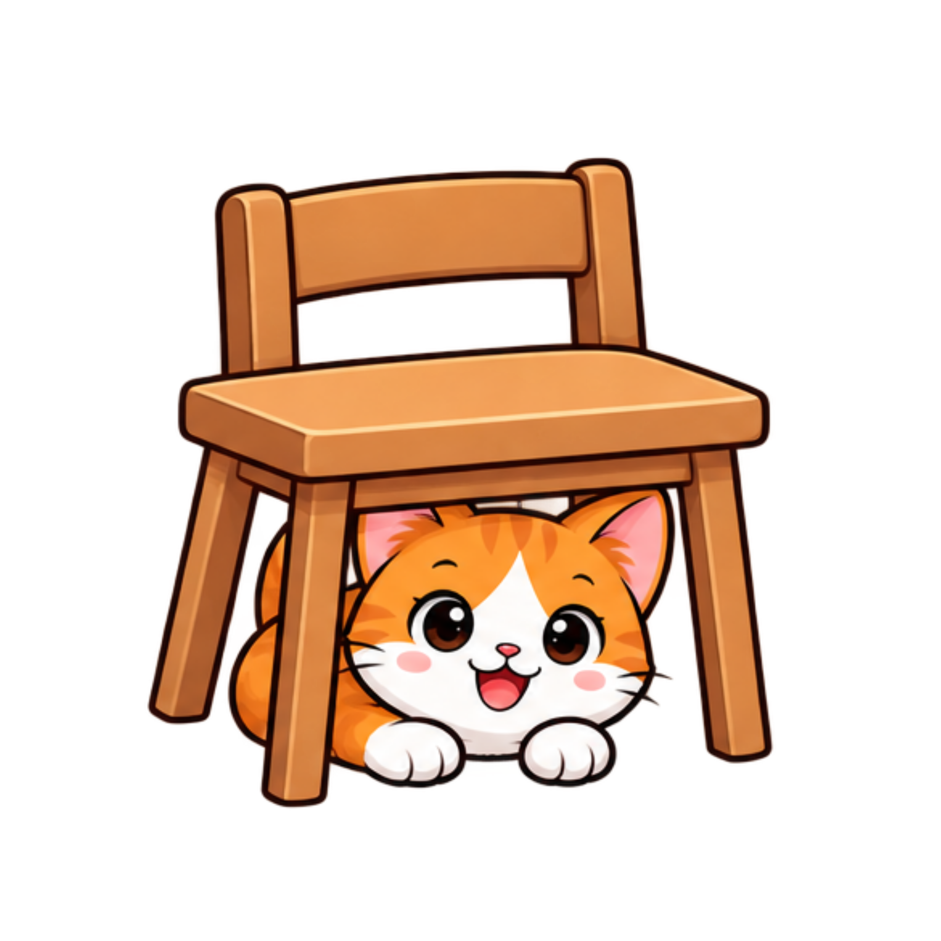 Cat under a chair